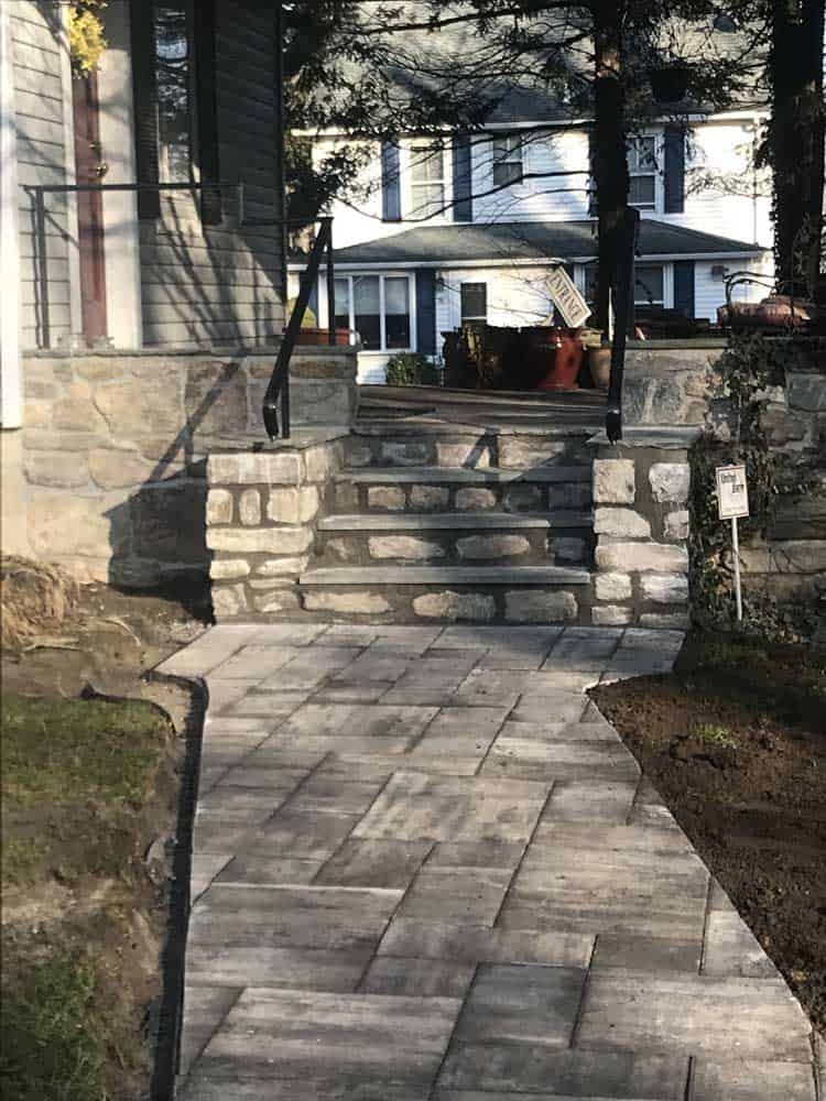 Stone masonry walkway and steps.