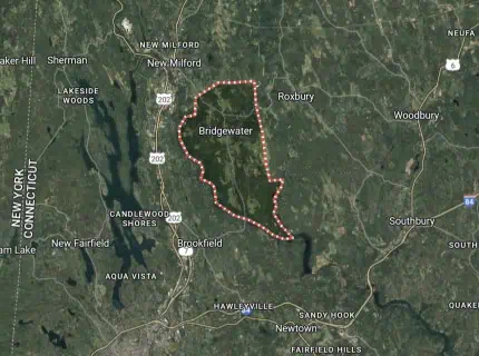 Map of Bridgewater, CT.
