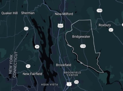 Map of Bridgewater, CT.