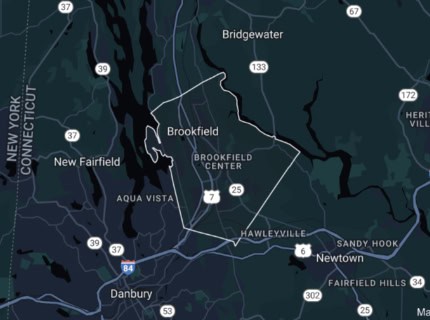 Map of Brookfield, CT.