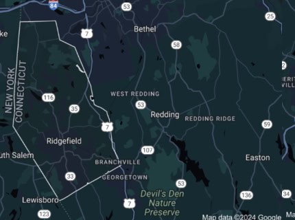 Map of Ridgefield, CT.